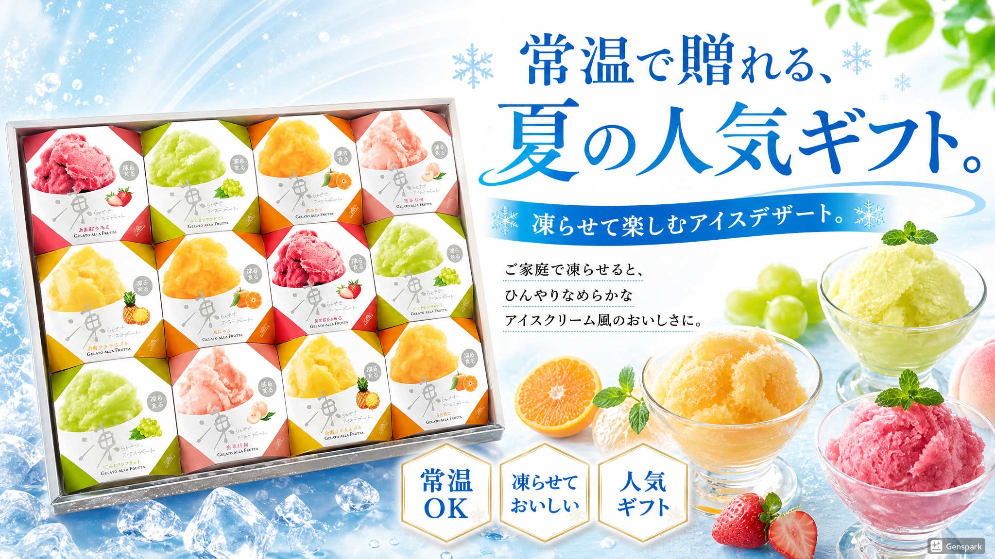 常温で贈れて、食べるときにはひんやりのアイスクリームデザートギフト
